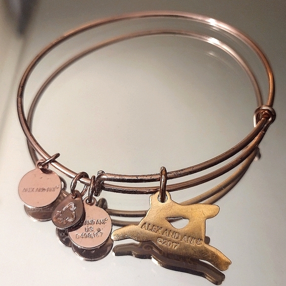 Alex And Ani Deer Charm Rose Gold Bangle - Picture 3 of 3